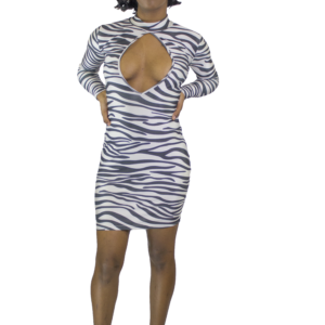 Keyhole Chest Zebra Bodycon Dress